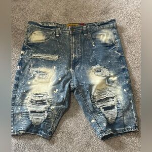 Rugged Distressed Denim Shorts